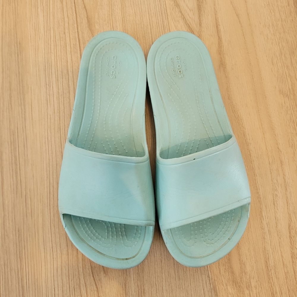 Light Blue Crocs Slides